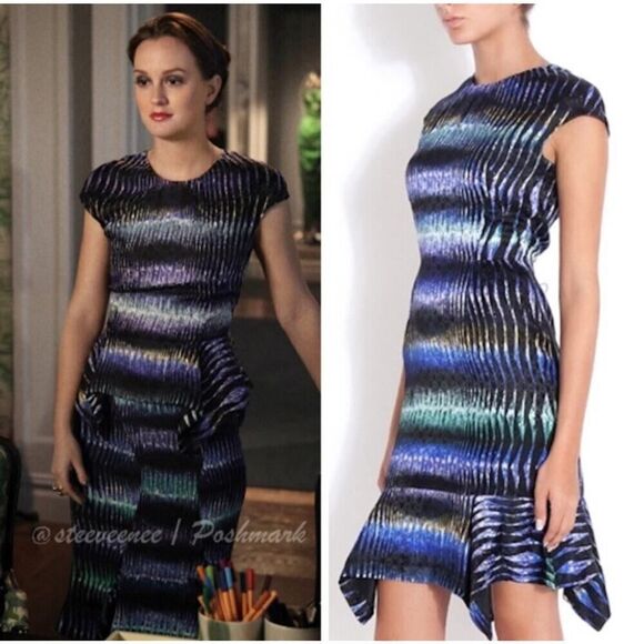 ASO BLAIR WALDORF PETER PILOTTO Digitally Printed Silk Dress Knee length sz 4 US - Picture 1 of 16